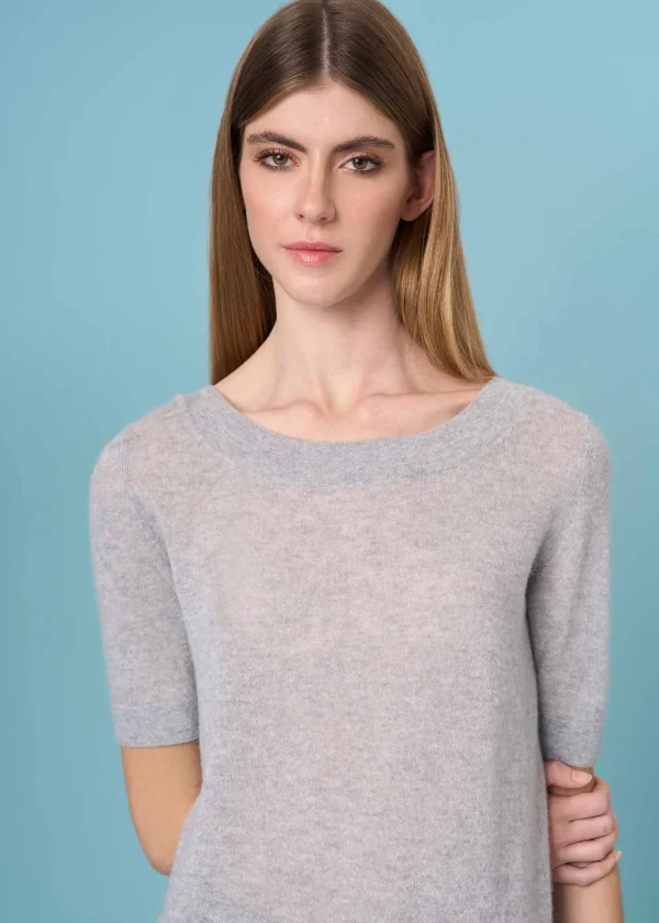 MALO Tops & Knitwear<Boat neck sweater in super soft cashmere Grey