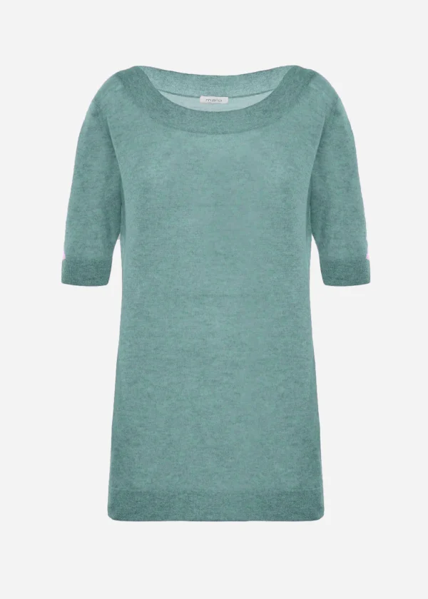 MALO Tops & Knitwear<Boat neck sweater in super soft cashmere Green