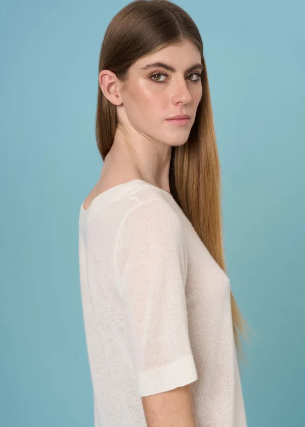 MALO Tops & Knitwear<Boat neck sweater in super soft cashmere White