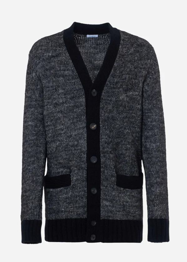 MALO Tops & Knitwear<Cardigan in cotton, alpaca and wool Black