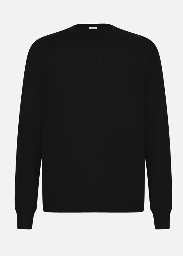 MALO Tops & Knitwear<Cashmere and silk crewneck sweater Black