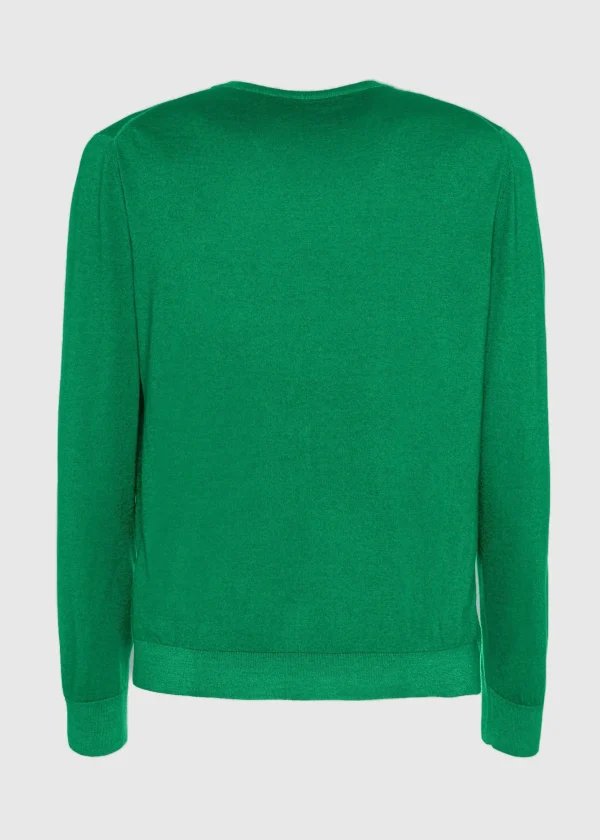 MALO Tops & Knitwear<Cashmere and silk crewneck sweater Green