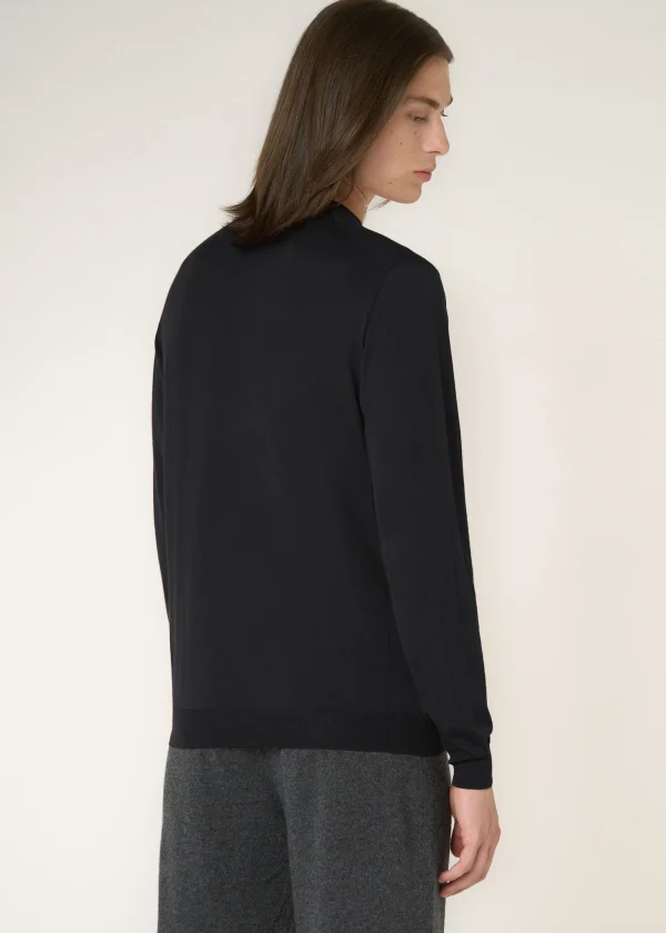 MALO Tops & Knitwear<Cashmere and silk crewneck sweater Black