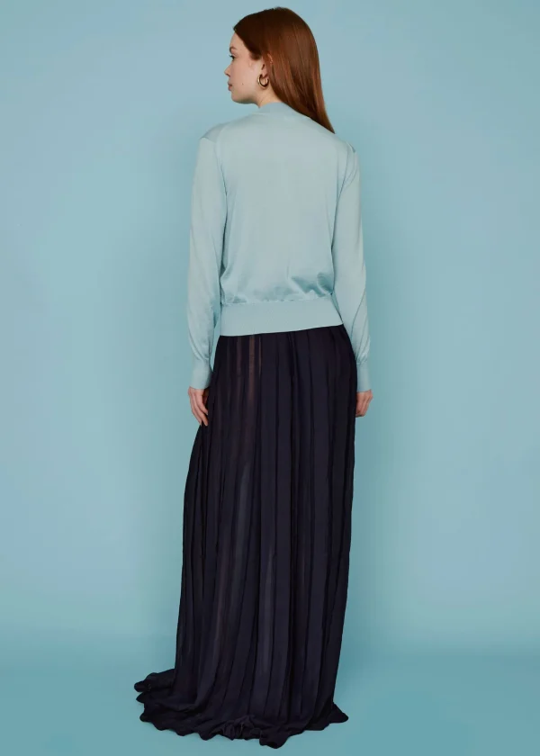 MALO Tops & Knitwear<Cashmere and silk crossover top Light blue