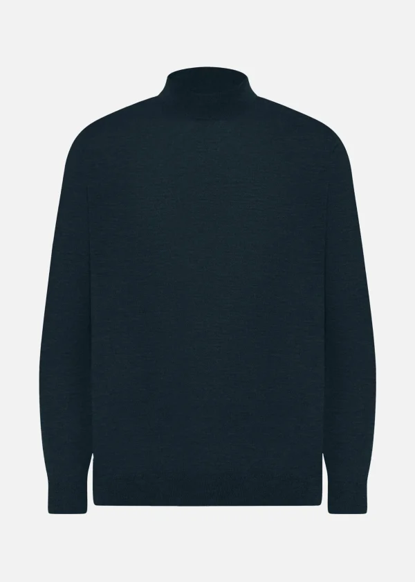 MALO Tops & Knitwear<Cashmere and silk turtleneck Petrol blue