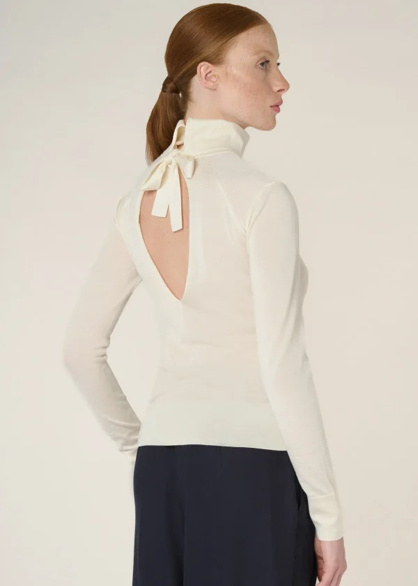 MALO Tops & Knitwear<Cashmere and silk turtleneck sweater White