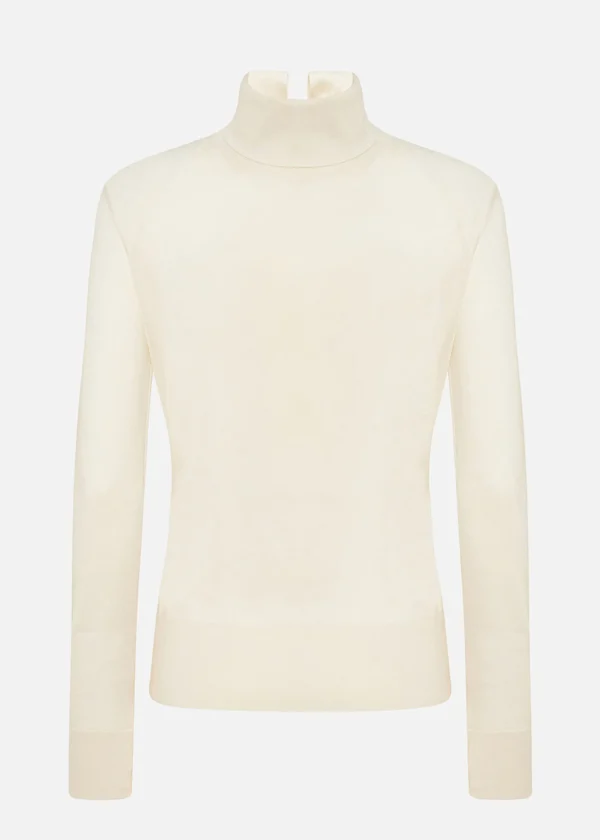 MALO Tops & Knitwear<Cashmere and silk turtleneck sweater White