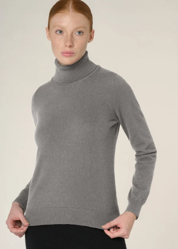 MALO Tops & Knitwear<Cashmere blend turtleneck sweater, Re-cashmere Grey