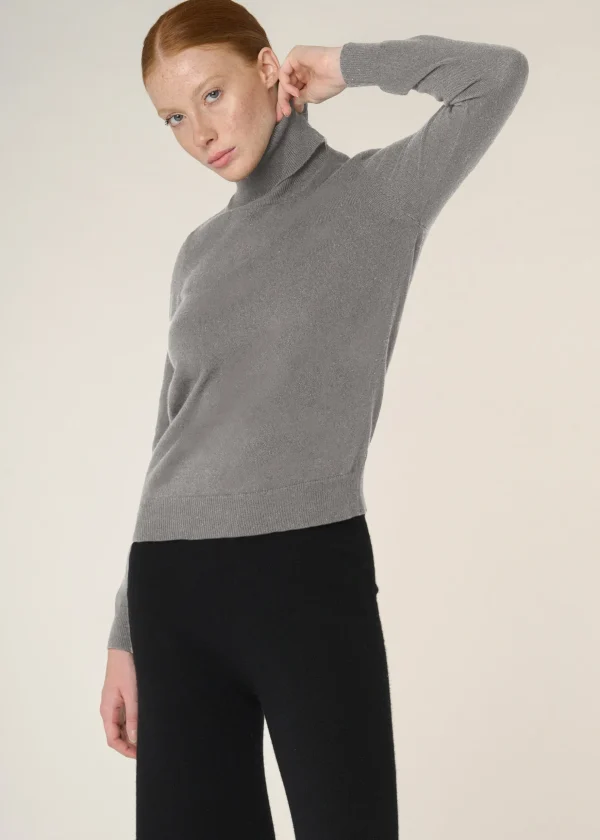 MALO Tops & Knitwear<Cashmere blend turtleneck sweater, Re-cashmere Grey