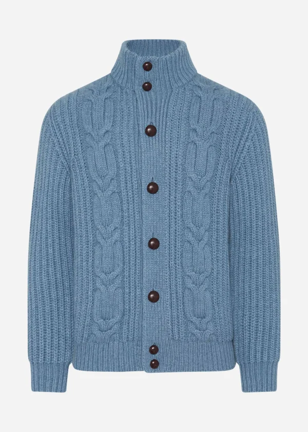 MALO Tops & Knitwear<Cashmere bomber jacket Light blue