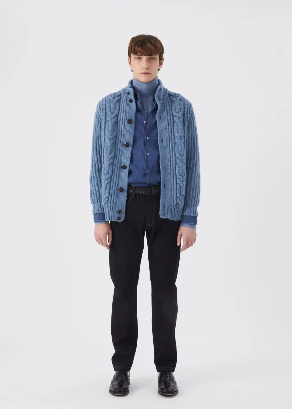 MALO Tops & Knitwear<Cashmere bomber jacket Light blue