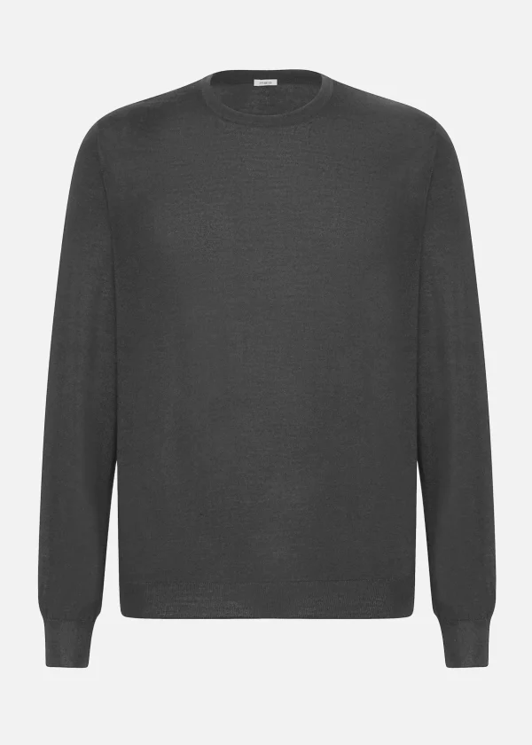 MALO Tops & Knitwear<Cashmere crewneck sweater Grey