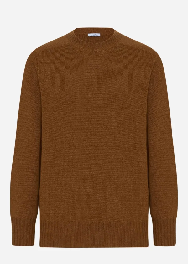 MALO Tops & Knitwear<Cashmere crewneck sweater Brown