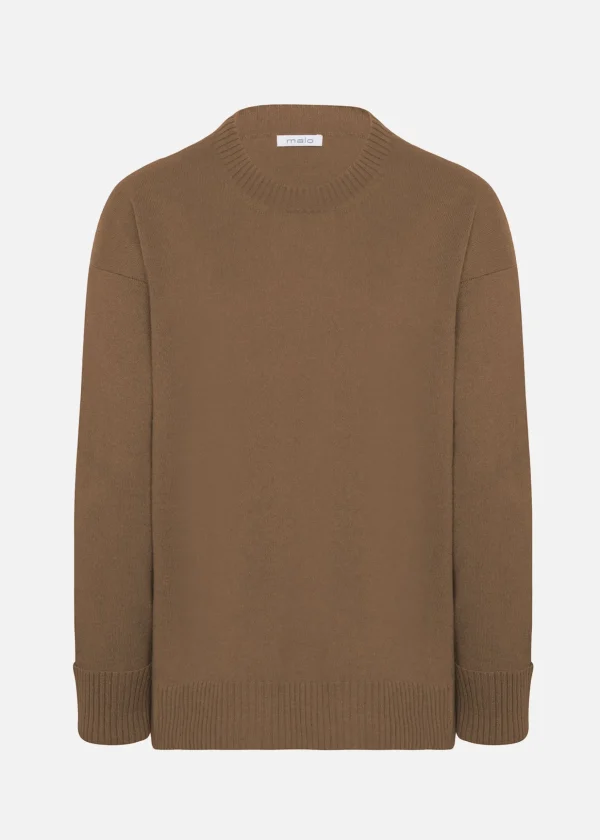 MALO Tops & Knitwear<Cashmere crewneck sweater Beige