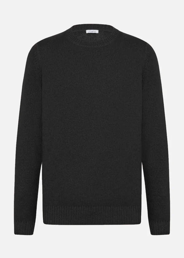 MALO Tops & Knitwear<Cashmere crewneck sweater, Re-cashmere Black