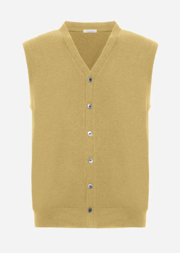 MALO Tops & Knitwear<Cashmere gilet Yellow