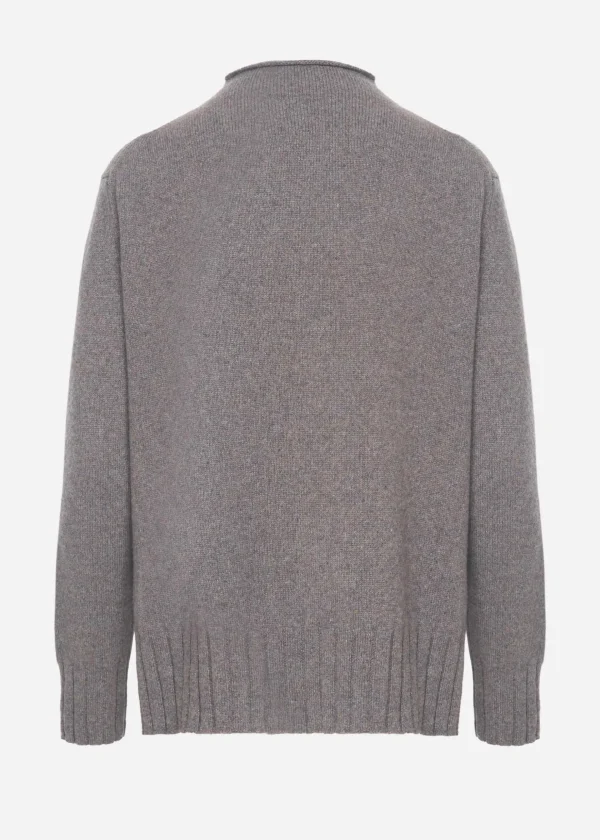 MALO Tops & Knitwear<Cashmere mockneck sweater, Re-Cashmere Grey