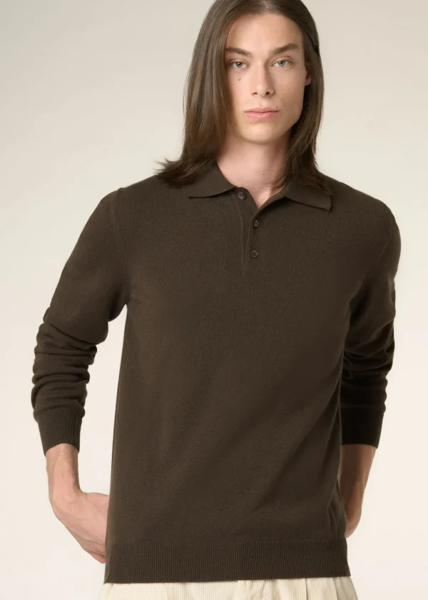 MALO Tops & Knitwear<Cashmere polo shirt Brown