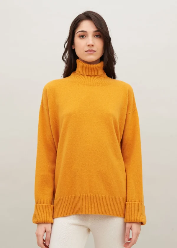 MALO Tops & Knitwear<Cashmere turtleneck sweater Yellow