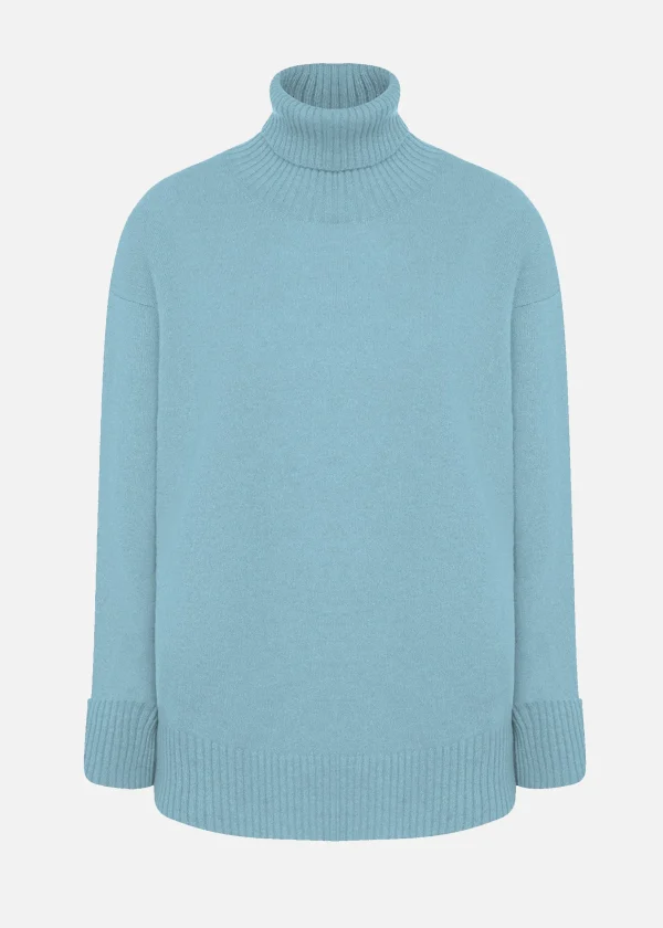 MALO Tops & Knitwear<Cashmere turtleneck sweater Light blue