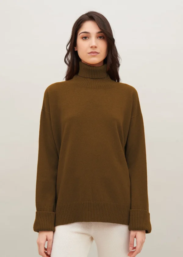 MALO Tops & Knitwear<Cashmere turtleneck sweater Brown