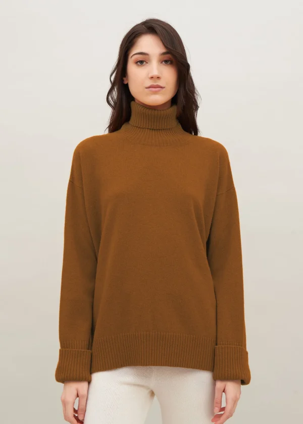 MALO Tops & Knitwear<Cashmere turtleneck sweater Orange