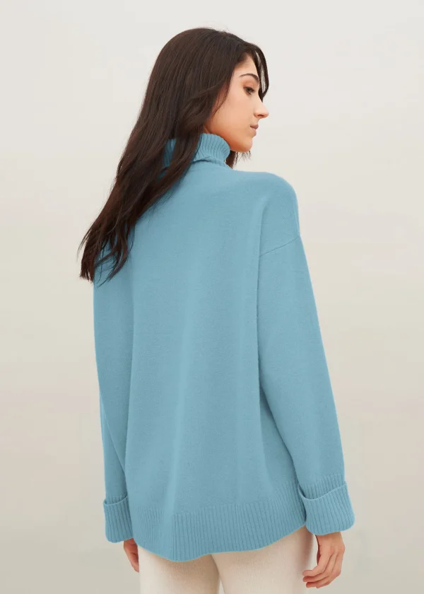 MALO Tops & Knitwear<Cashmere turtleneck sweater Light blue