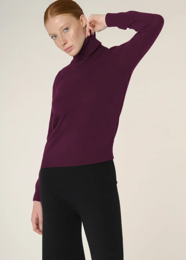 MALO Tops & Knitwear<Cashmere turtleneck sweater Purple