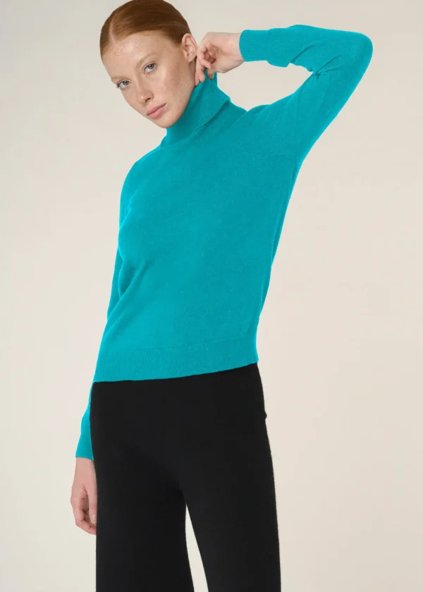 MALO Tops & Knitwear<Cashmere turtleneck sweater Light blue