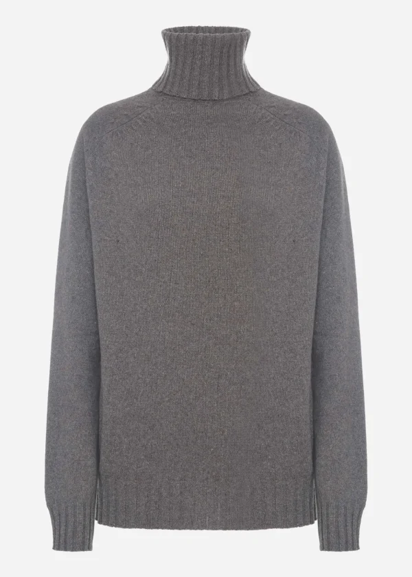 MALO Tops & Knitwear<Cashmere turtleneck sweater, Re-Cashmere Grey