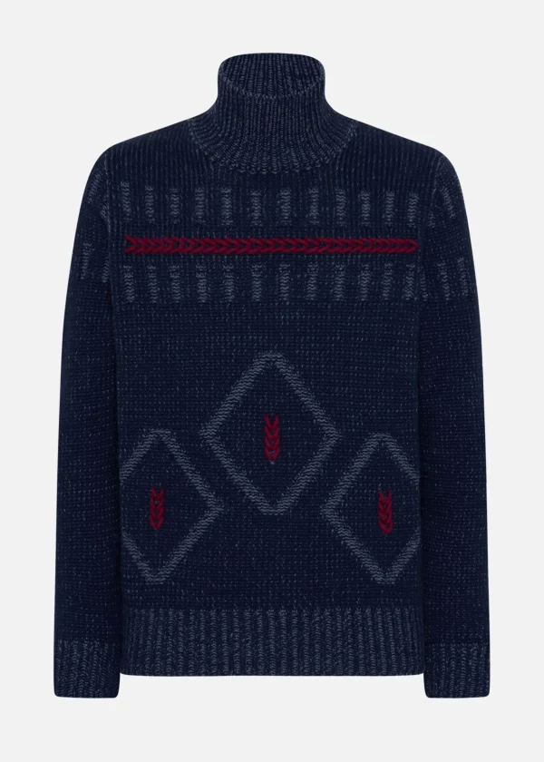 MALO Tops & Knitwear<Cashmere turtleneck sweater with hand-finished embroidery Multicolor