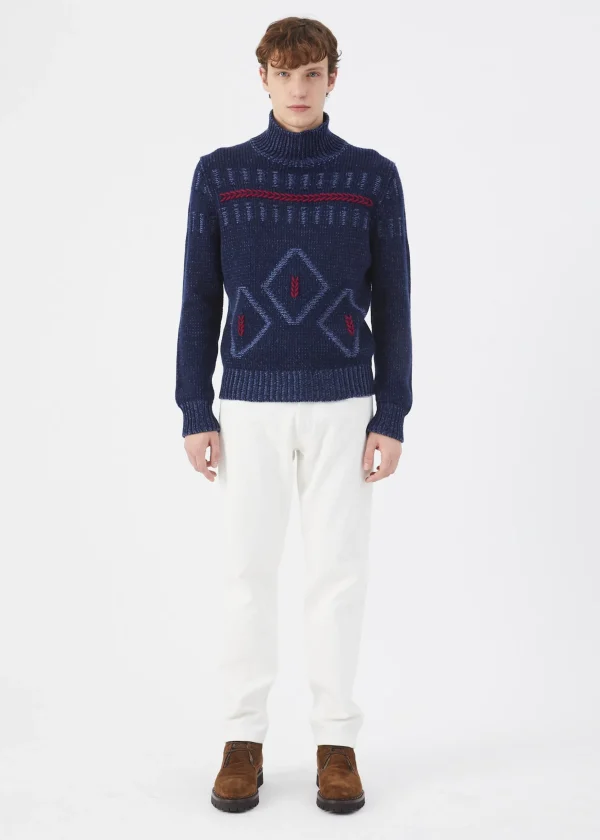 MALO Tops & Knitwear<Cashmere turtleneck sweater with hand-finished embroidery Multicolor