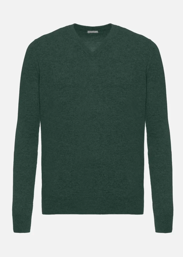 MALO Tops & Knitwear<Cashmere V-neck sweater Green