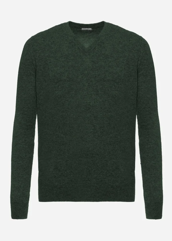 MALO Tops & Knitwear<Cashmere V-neck sweater Green