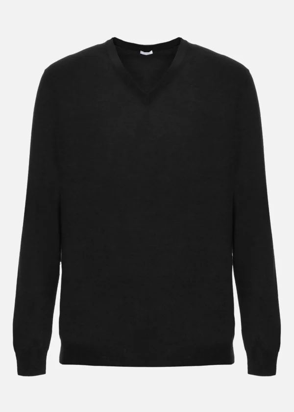 MALO Tops & Knitwear<Cashmere V-neck sweater Black