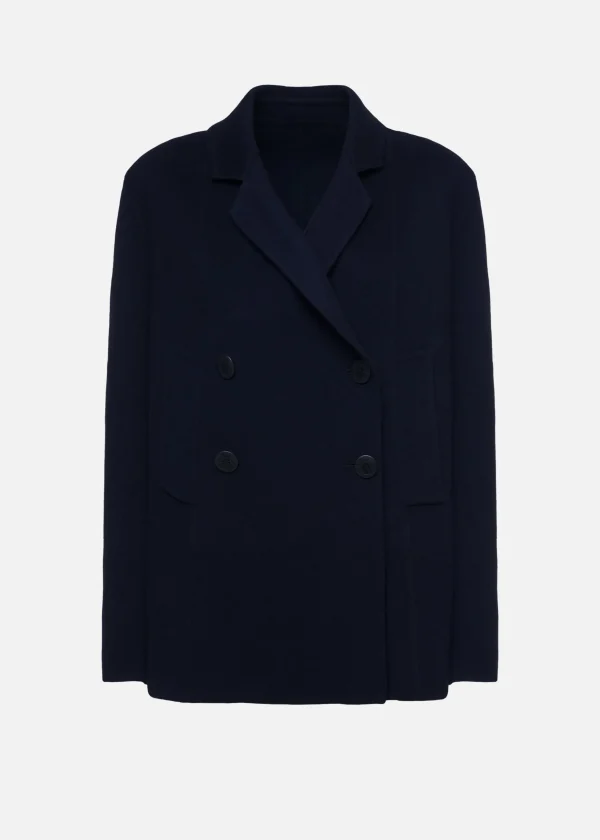 MALO Coats & Jackets<Coat in double cashmere and wool Blue