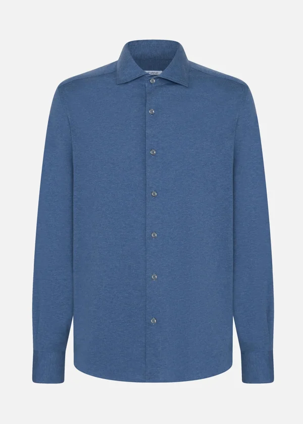 MALO Tops & Knitwear<Cotton and cashmere shirt Light blue