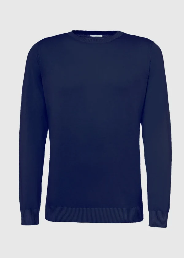 MALO Tops & Knitwear<Cotton crewneck sweater Blue