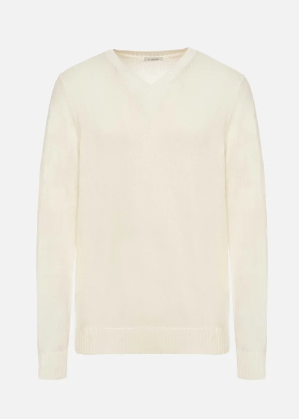 MALO Tops & Knitwear<Cotton V-neck sweater Beige