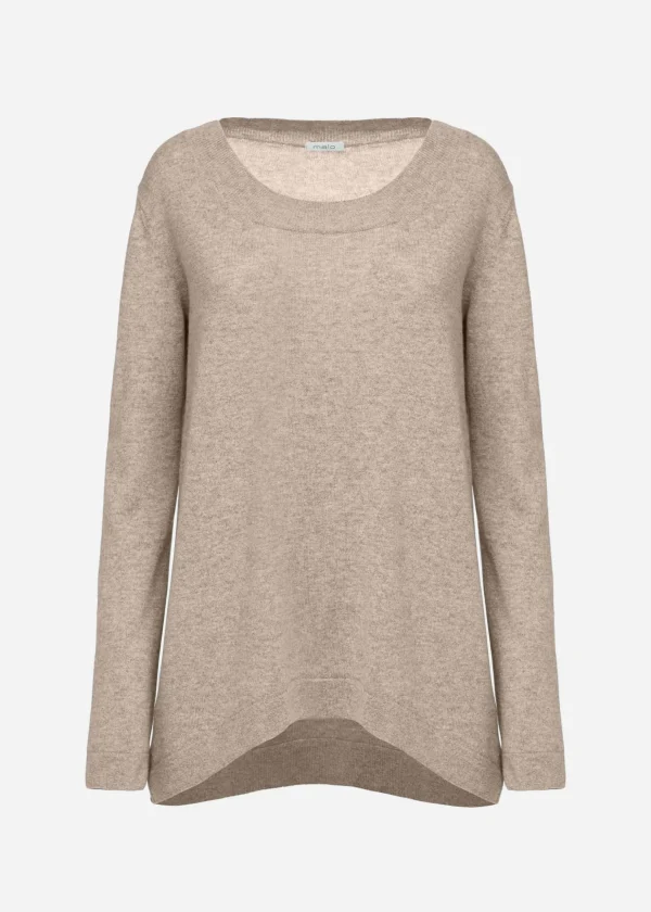 MALO Tops & Knitwear<Crew neck sweater in cashmere Beige