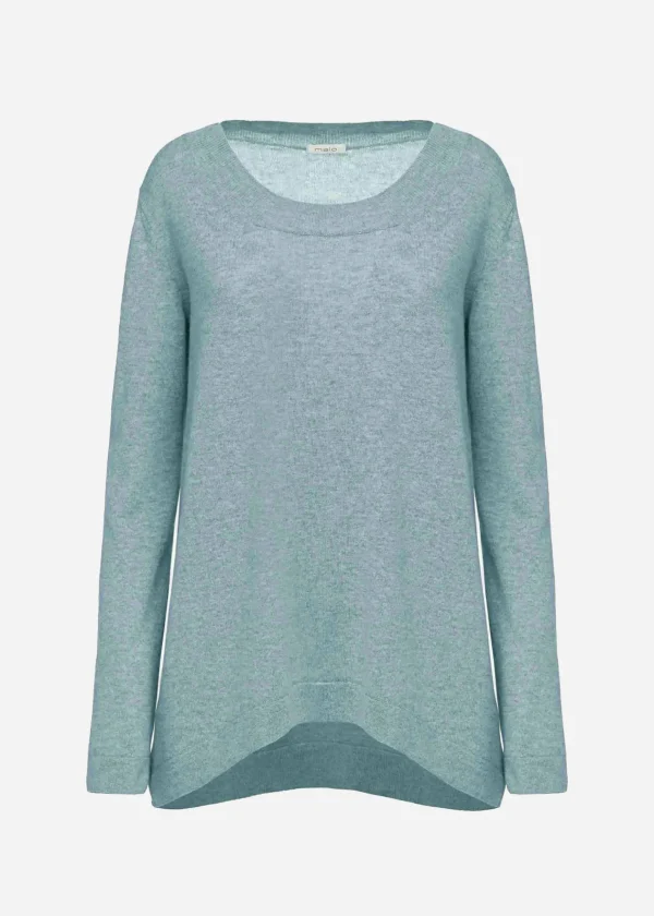 MALO Tops & Knitwear<Crew neck sweater in cashmere Light blue