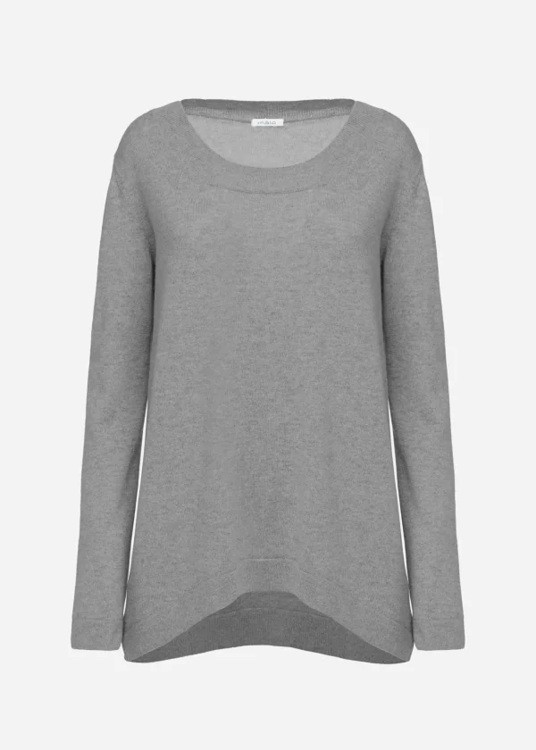 MALO Tops & Knitwear<Crew neck sweater in cashmere Grey