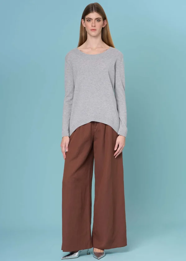 MALO Tops & Knitwear<Crew neck sweater in cashmere Grey