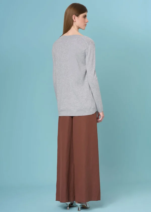 MALO Tops & Knitwear<Crew neck sweater in cashmere Grey