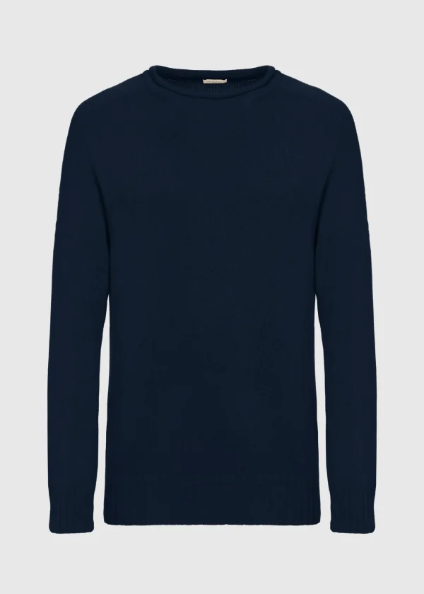 MALO Tops & Knitwear<Crew-neck sweater in organic cotton and cashmere Blue