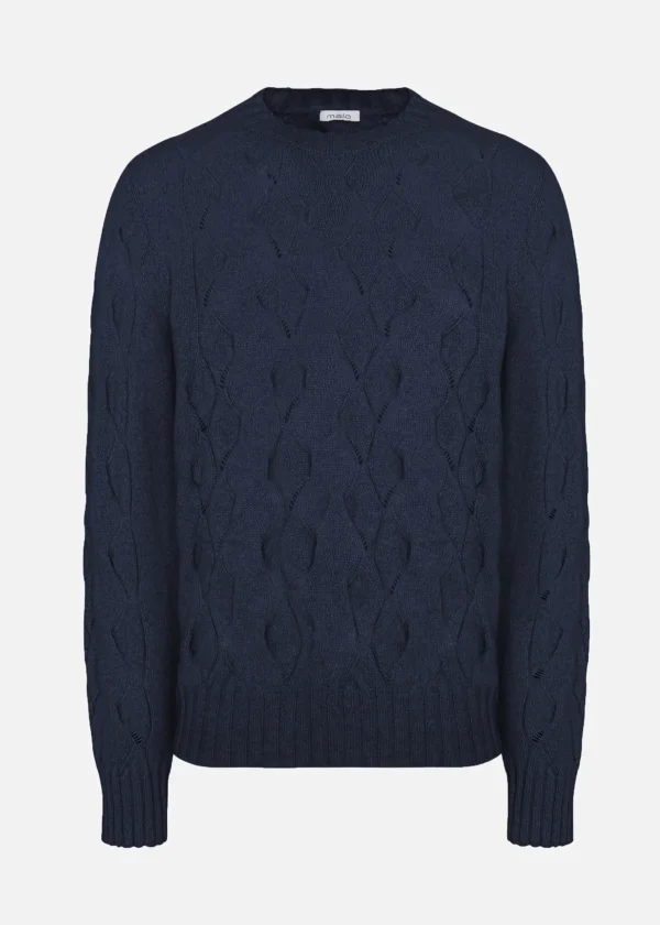 MALO Tops & Knitwear<crewneck sweater in regenerated cashmere Blue