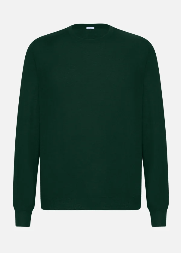 MALO Tops & Knitwear<Crew-neck sweatshirt in virgin wool Green