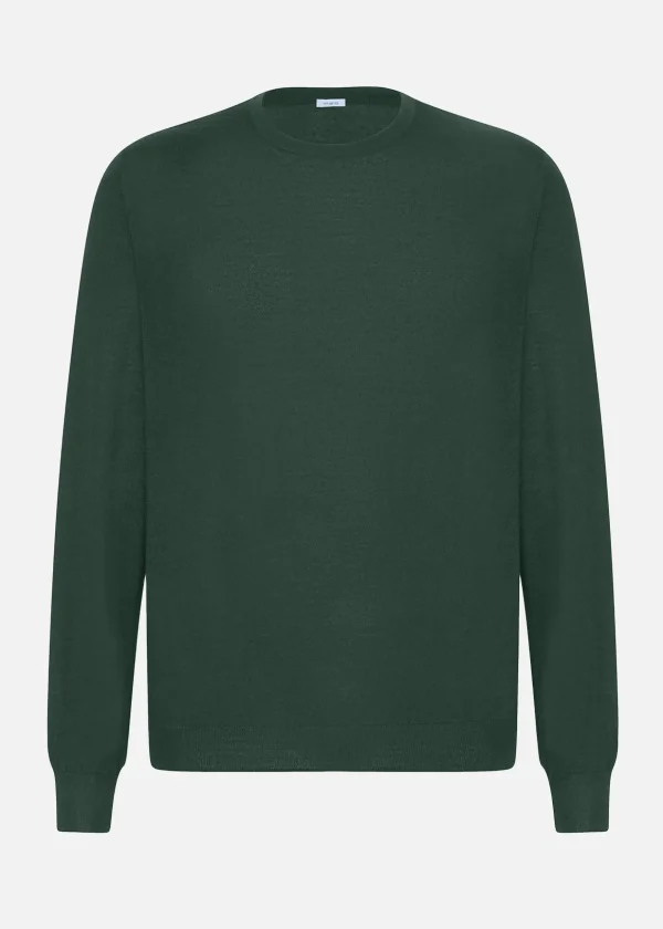 MALO Tops & Knitwear<Crew-neck sweatshirt in virgin wool Green