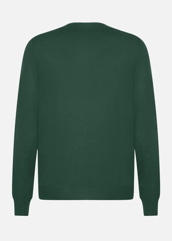 MALO Tops & Knitwear<Crew-neck sweatshirt in virgin wool Green