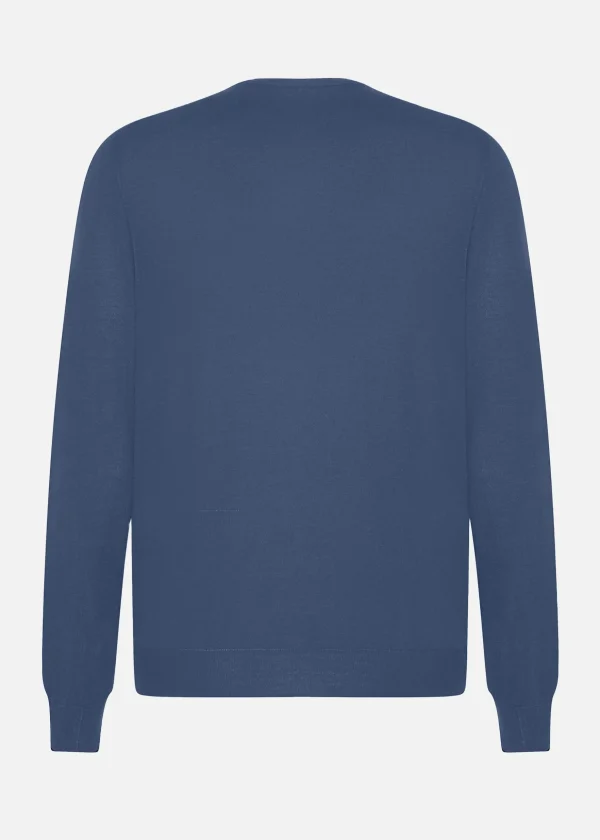 MALO Tops & Knitwear<Crew-neck sweatshirt in virgin wool Light blue